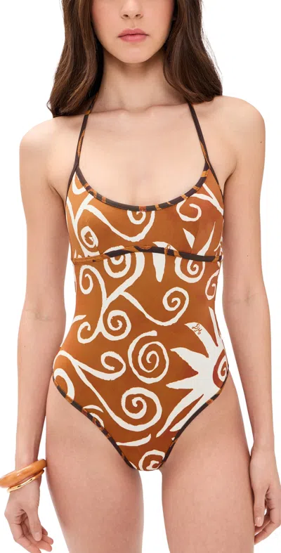 Damson Madder Della Reversible Swimsuit Brown