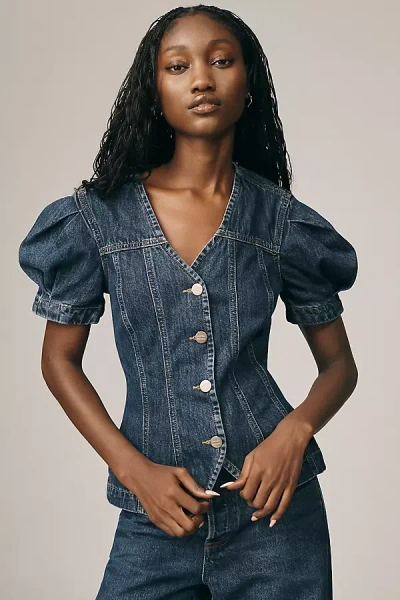Damson Madder Denim Shell Top In Blue