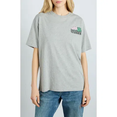 Damson Madder Dessert Organic Cotton Graphic T-shirt In Grey