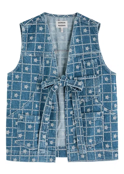 Damson Madder Dilly Embroidered Denim Gilet