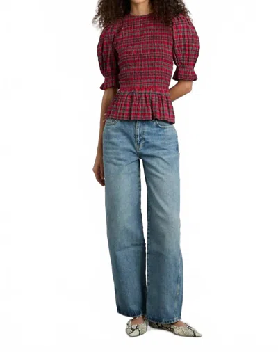 Damson Madder Dion Barrel Leg Jeans In Vintage Wash In Blue