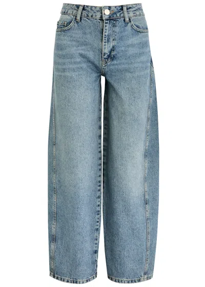 Damson Madder Dion Cropped Barrel-leg Jeans In Blue