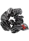 Damson Madder Double Rose Cotton Scrunchie In Silver