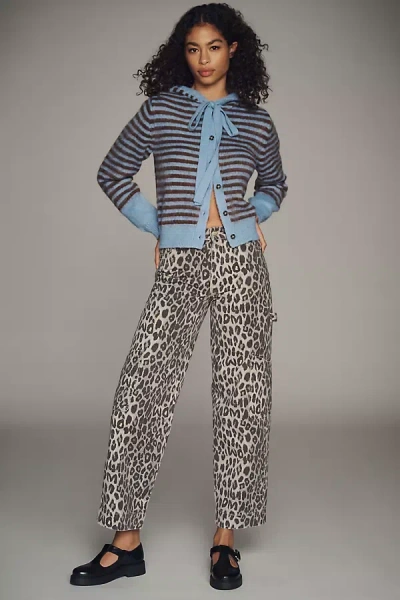 Damson Madder Drew Leopard Cargo Jeans In Grey