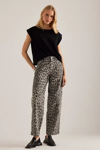 Damson Madder Drew Leopard Cargo Jeans In Charcoal