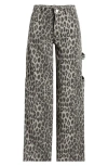 Damson Madder Drew Leopard Cargo Jeans In Charcoal