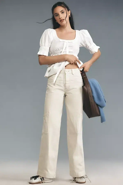 Damson Madder Drew Mid-rise Cargo Barrel Jeans In Cream
