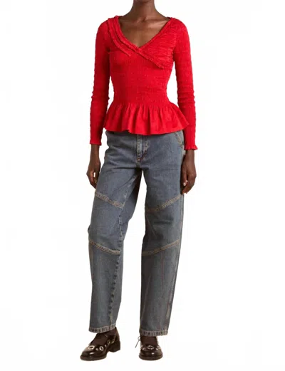 Damson Madder Drew Mid-rise Wash Jeans In Dusty In Blue