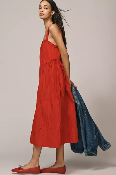 Damson Madder Elina Sleeveless Midi Dress In Red