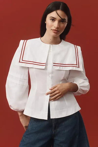 Damson Madder Elise Sailor Blouse In White