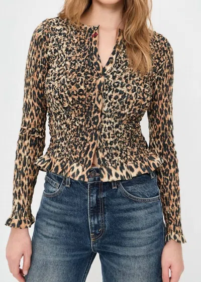 Damson Madder Elliana Long Sleeve Top In Leopard In Animal Print