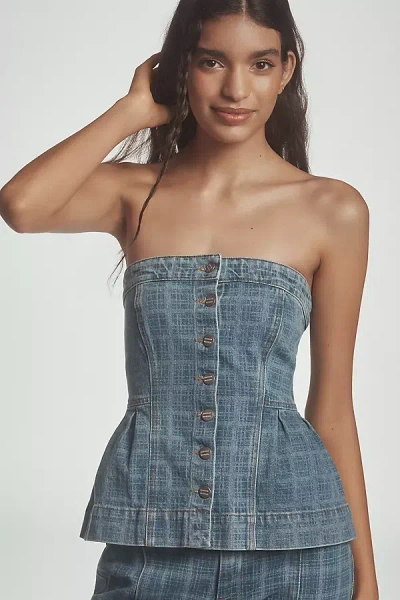 Damson Madder Eloise Strapless Top In Blue