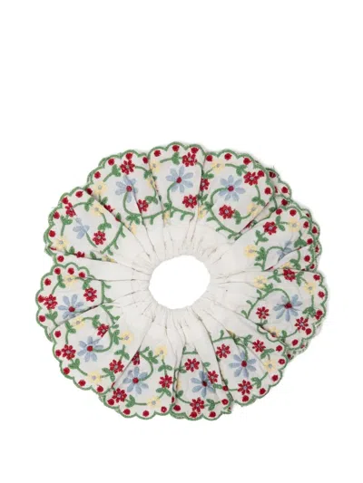 Damson Madder Embroidered Cotton Scrunchie In Multi