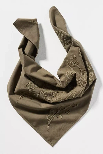 Damson Madder Embroidered Hair Scarf In Beige