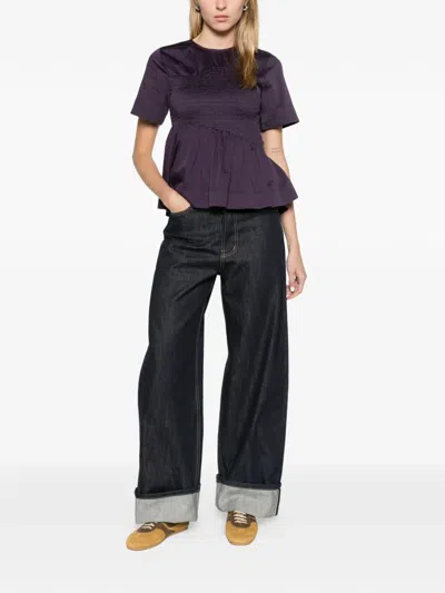 Damson Madder Emmy Shirred Top In Purple