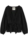 Damson Madder Eugenie Bow-embellished Cotton Blouse In Black