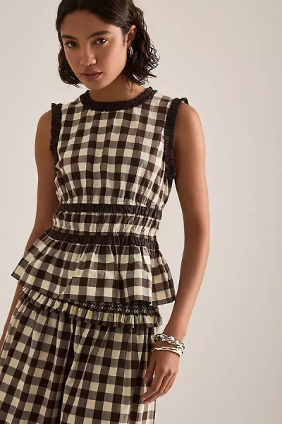 Damson Madder Everly Ruffle Blouse In Brown