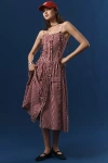 Damson Madder Womens  Faith Gingham-print Cotton-poplin Midi Dress In Red