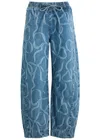 Damson Madder Felix Bow-print Barrel-leg Jeans In Denim