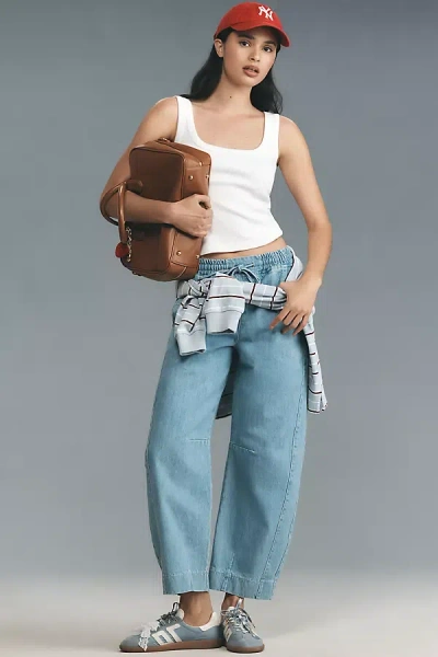 Damson Madder Felix High-rise Pull-on Barrel Jeans In Blue