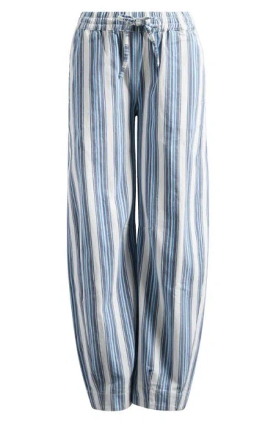 Damson Madder Felix Stripe Organic Cotton Denim Drawstring Pants In Blue