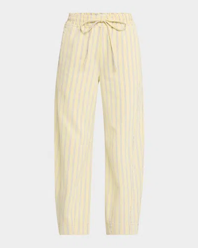 Damson Madder Felix Stripe Twill Jeans In Yellow