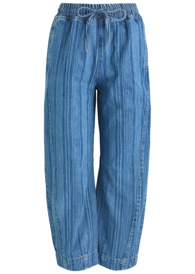 Damson Madder Felix Striped Barrel-leg Jeans