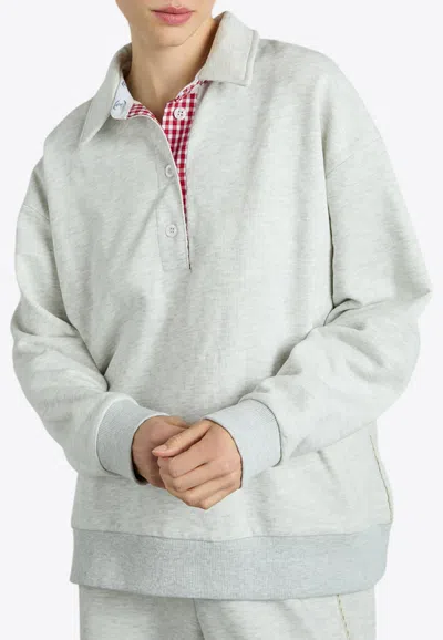 Damson Madder Fifi Rugby Long-sleeved Polo T-shirt In Gray