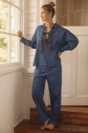 Damson Madder Floki Stripe Cotton Pajama Set In Blue