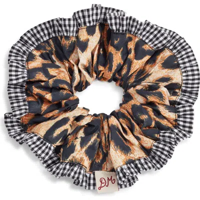 Damson Madder Frill Edge Scrunchie In Animal Print