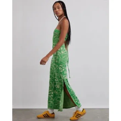 Damson Madder Fruit Label Jacquard Midi Dress In Green