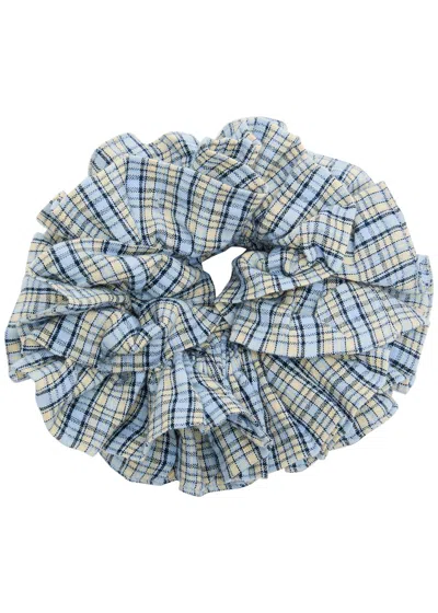 Damson Madder Garter Checked Cotton Scrunchie
