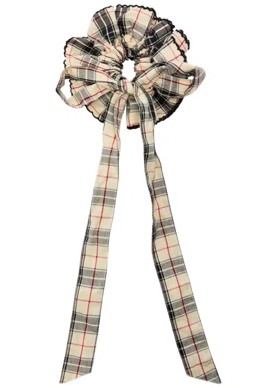 Damson Madder Garter Checked Cotton Scrunchie In Yellow