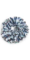Damson Madder Garter Scrunchie Navy Margot Gingham In Navy Margot Gingham