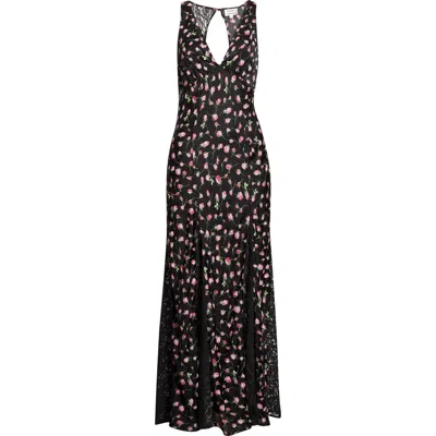 Damson Madder Womens Rose Genevieve Floral-print Woven Midi Dress In Black