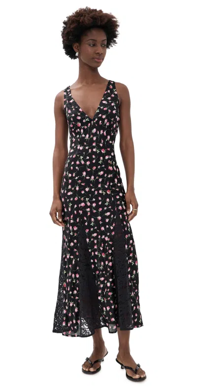 Damson Madder Genevieve Midi Dress Rose In Black