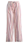 Damson Madder George Stripe Organic Cotton Drawstring Pants In Ivory Multi