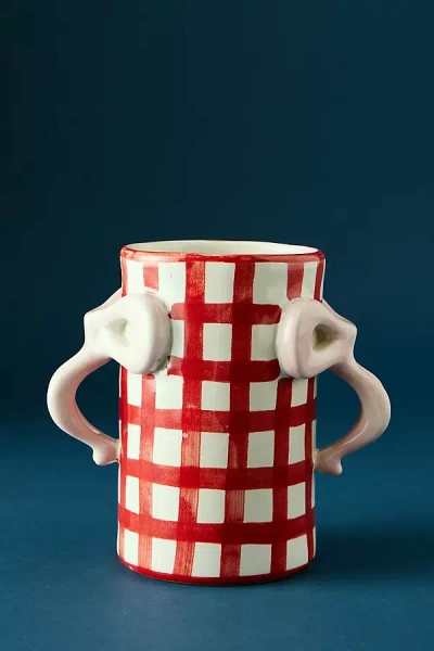 Damson Madder Gingham Bow Vase