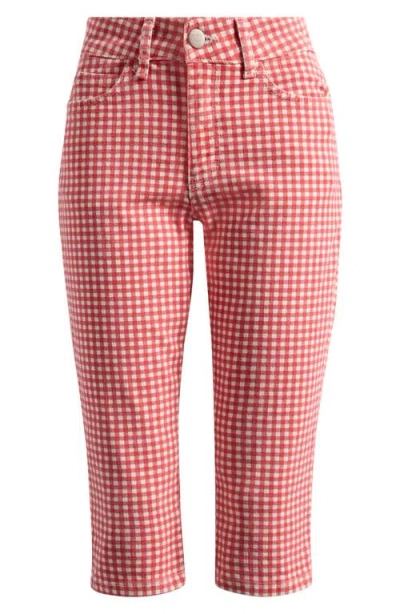 Damson Madder Gingham Capri Jeans In Red