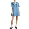 Damson Madder Womens Leopard Blue Goldie Leopard-print Denim Mini Dress In Blue