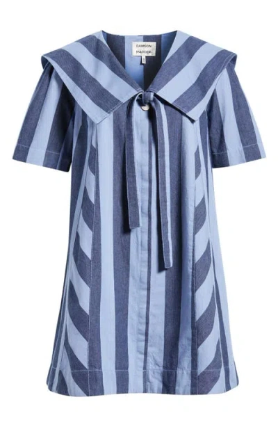 Damson Madder Goldie Stripe Minidress In Blue