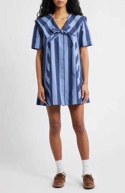 Damson Madder Goldie Stripe Minidress In Blue