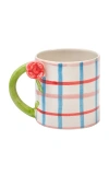 Damson Madder Hand Painted Tulip Handle Mug In Neutral