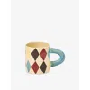 Damson Madder Harlequin-pattern Ceramic Mug In Multi
