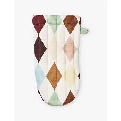 DAMSON MADDER HARLEQUIN-PATTERN SINGLE COTTON OVEN GLOVE