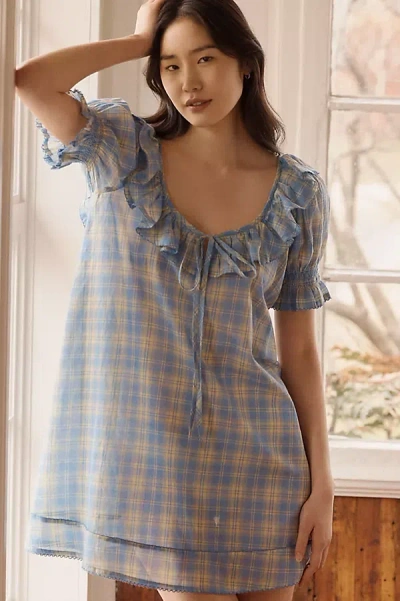 Damson Madder Harlow Cotton Mini Dress In Blue