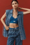 Damson Madder Hera Oversized Denim Gilet Jacket In Blue