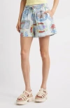Damson Madder Pull On Shorts In Holiday Print In Multi