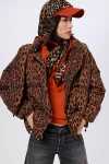 Damson Madder Hooded Pearl Hooded Puffer Coat Jacket In Brown