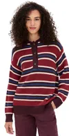Damson Madder Womens Ilona Rugby Striped Cotton Jumper Burgandy In Multi